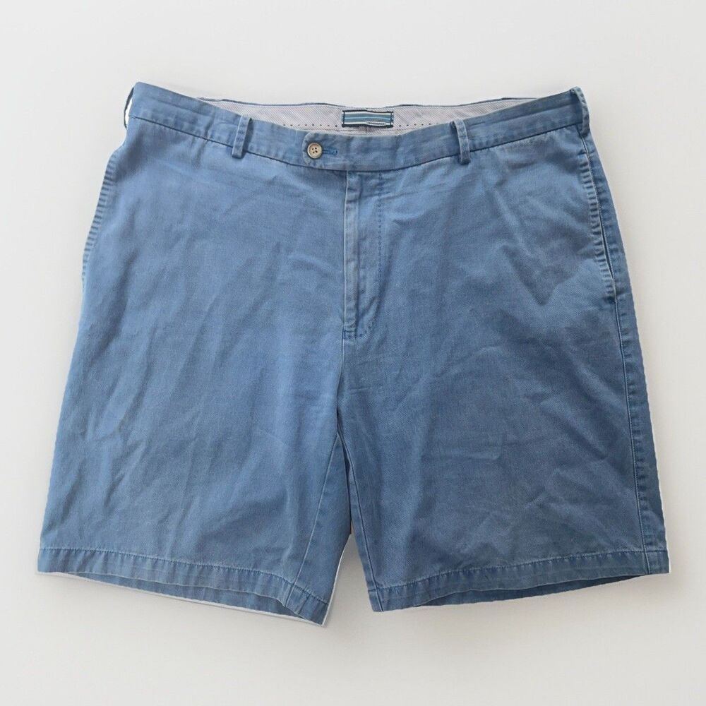 Peter Millar Sz 38 Casual Faded Flat Front Blue Chino Shorts #Preppy #golf